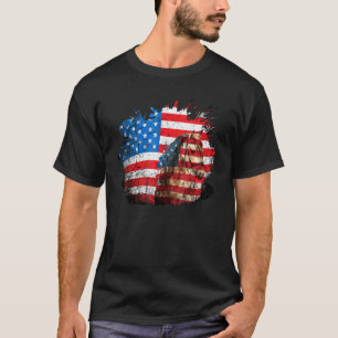 Patriotic Horse Us Flag Horseback Riding Independe T-Shirt