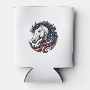Patriotic Horse Vintage Engraving Vector Art Can Cooler