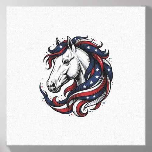 Patriotic Horse Vintage Engraving Vector Art Canvas Photo Tile