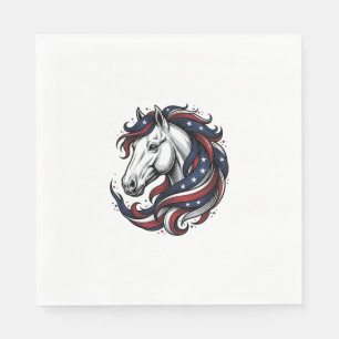 Patriotic Horse Vintage Engraving Vector Art Napkins