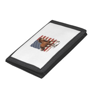 Patriotic Horse Vintage Western Vector Design_1 Trifold Wallet