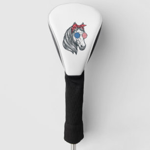 Patriotic Horse With Flag Sunglasses Vintage Vecto Golf Head Cover