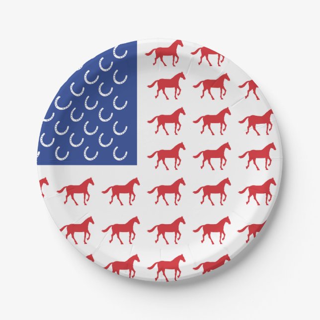 Patriotic Horses Paper Plates (Front)