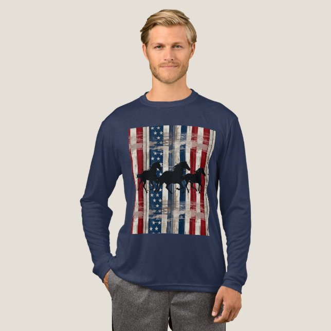 Patriotic Horses  Tri-Blend Shirt (Full Front)
