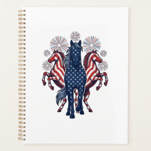 Patriotic Horses Vintage Fireworks Vector Design Planner