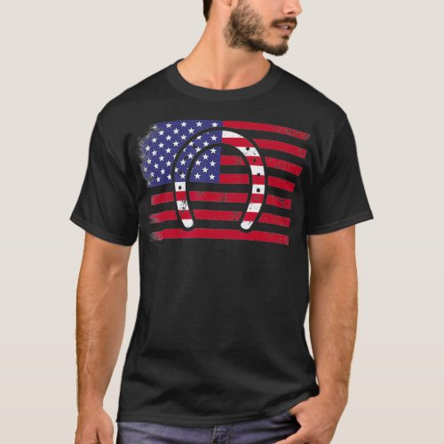 Patriotic Horseshoe American Flag 4th Of July anim T_Shirt