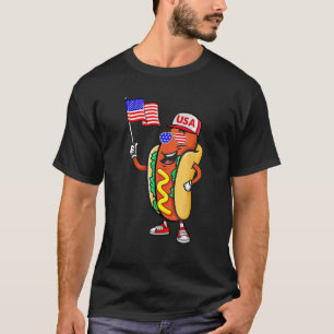 Patriotic Hot dog American Flag USA 4th Of July F T-Shirt