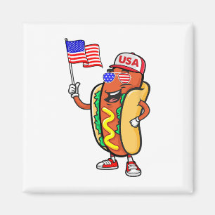 Patriotic Hot Dog American Flag Usa Funny 4th Of J Magnet