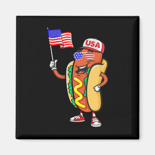 Patriotic Hot Dog American Flag Usa Funny 4th Of J Magnet