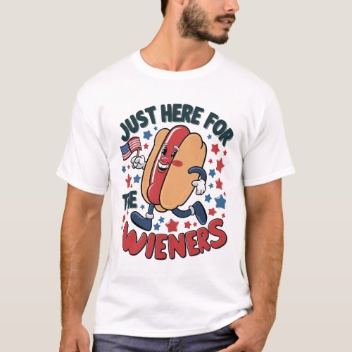 Patriotic Hot Dog Lover Funny Cartoon T_Shirt
