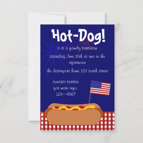 Patriotic Hot Dog Party Invitation