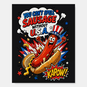 Patriotic Hot Dog USA Pop Art - Fun 4th of July Foam Board
