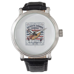 Patriotic Hot Dog Vintage Cookout Watch