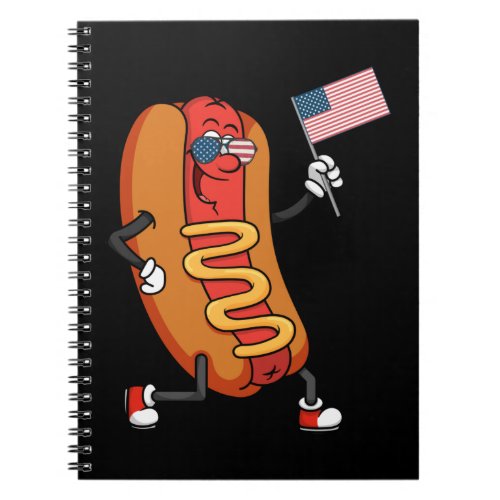 Patriotic Hotdog American Flag 4th of July Notebook
