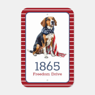 Patriotic Hound Dog Personalized Metal Sign