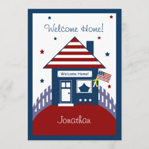 Patriotic House Military Welcome Home Invitation