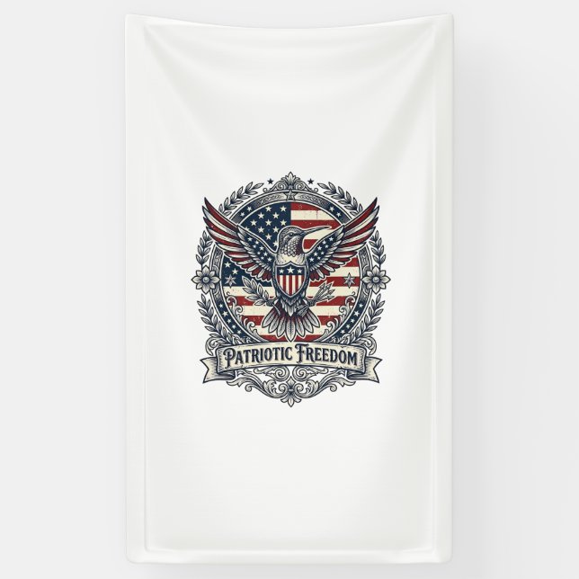 Patriotic Hummingbird Banner (Vertical)