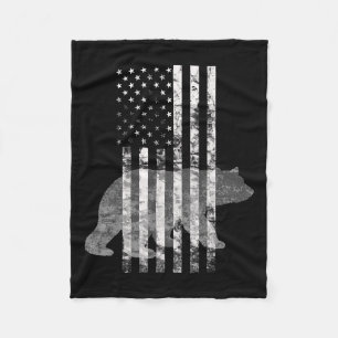 Patriotic Hunting Bear American Flag Hunters  Fleece Blanket