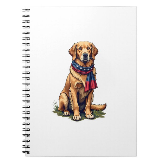 Patriotic Hunting Golden Retriever Vintage Tee 4 Notebook (Front)