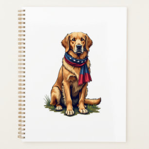 Patriotic Hunting Golden Retriever Vintage Tee 4 Planner