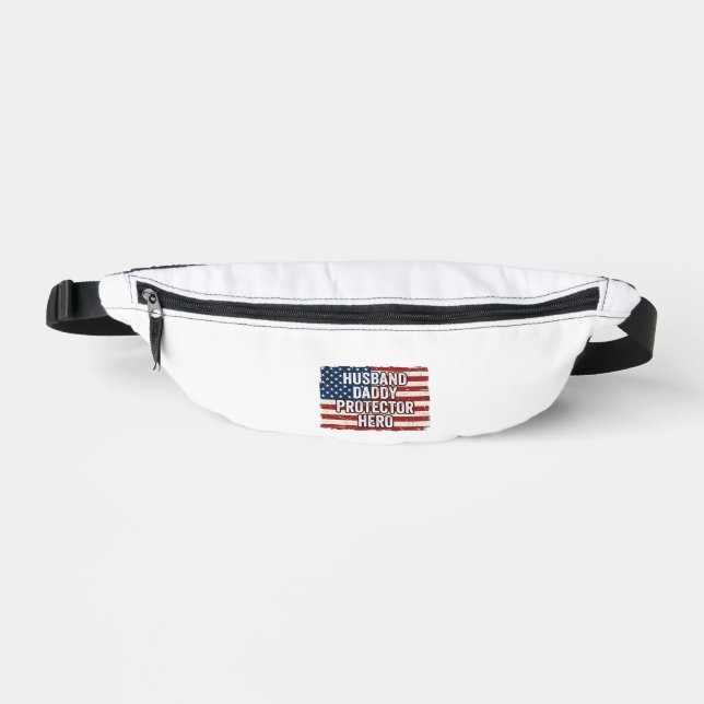 Patriotic Husband Daddy Protector Hero Flag Shirt  Fanny Pack (Front)