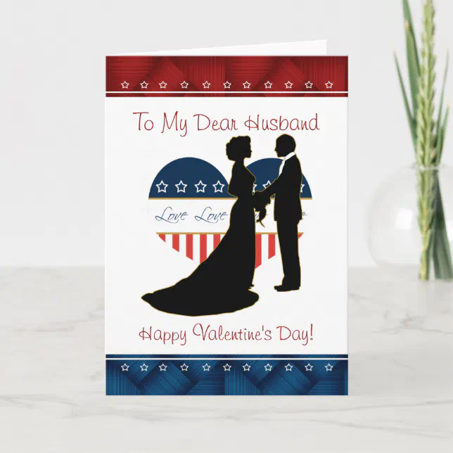 Patriotic Husband Valentine's Day Blank Card (Front)