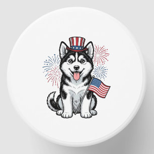 Patriotic Husky Puppy Vintage Engraving Shirt Desi Mini Candle Favors