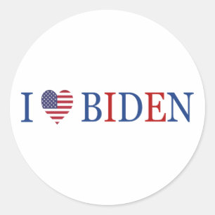Patriotic I Heart Love Joe Biden Flag Classic Round Sticker