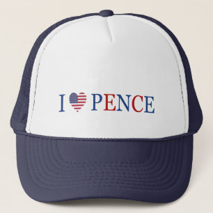 Patriotic I Heart Love Mike Pence Flag Trucker Hat