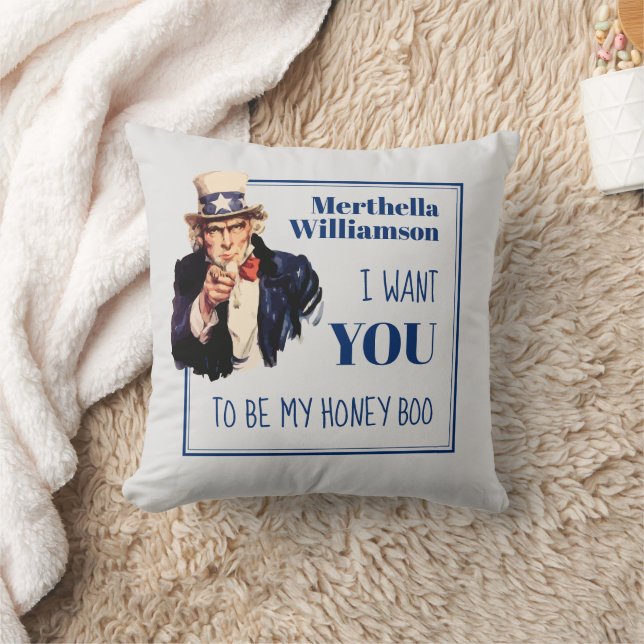 Patriotic I Want You Honey Boo Couples Throw Pillow (Blanket)