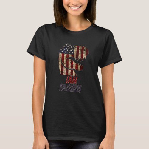 Patriotic Ian Dino Iansaurus American Flag T_Shirt