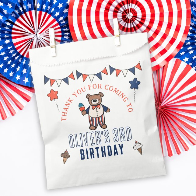 Patriotic Ice Cream Bear Boys Birthday Favor Bag (Creator Uploaded)