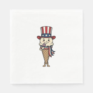 Patriotic Ice Cream Cone Vintage Engraving Design_ Napkins