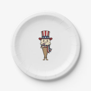Patriotic Ice Cream Cone Vintage Engraving Design_ Paper Plates