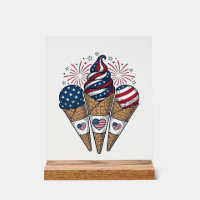 Patriotic Ice Cream Cones Vintage Fourth of July S