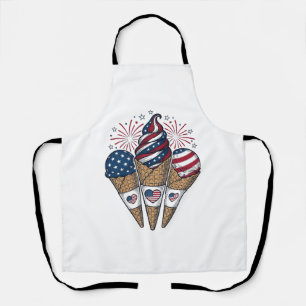 Patriotic Ice Cream Cones Vintage Fourth of July S Apron