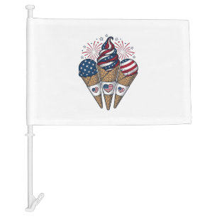 Patriotic Ice Cream Cones Vintage Fourth of July S Car Flag