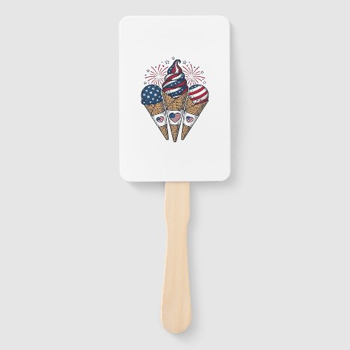 Patriotic Ice Cream Cones Vintage Fourth of July S Hand Fan
