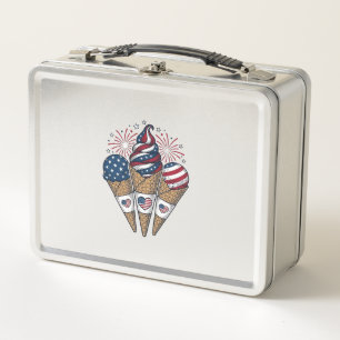 Patriotic Ice Cream Cones Vintage Fourth of July S Metal Lunch Box