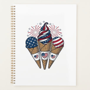 Patriotic Ice Cream Cones Vintage Fourth of July S Planner
