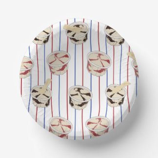 Patriotic Ice Cream Cups &Red White Blue Stripes Paper Bowls