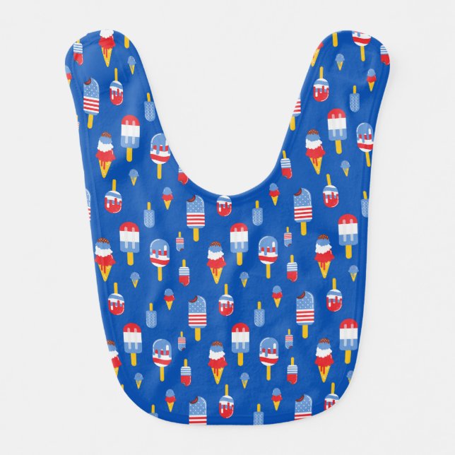 Patriotic Ice Cream Pattern Baby Bib (Front)