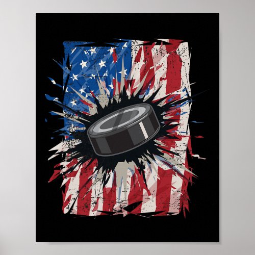 Patriotic Ice Hockey 4th Of July Men Usa American  Poster