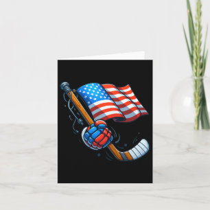Patriotic Ice Hockey 4th Of July Usa Independence Card