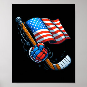 Patriotic Ice Hockey 4th Of July Usa Independence  Poster