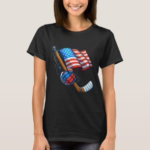 Patriotic Ice Hockey 4th Of July Usa Independence T-Shirt