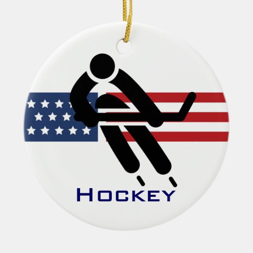 Patriotic Ice Hockey Ornament