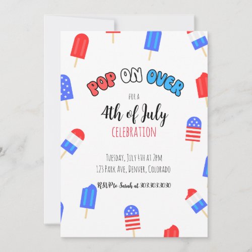Patriotic Ice Pop Fourth of July Invitation 