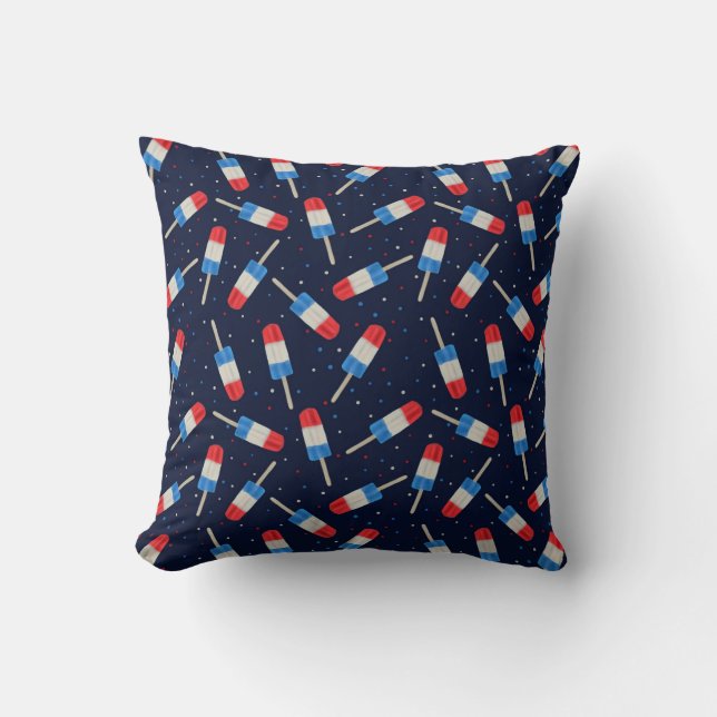 Patriotic Ice Pops at Night Throw Pillow (Front)