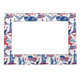 Patriotic Icons Pattern – Statue of Liberty, Flag Magnetic Frame